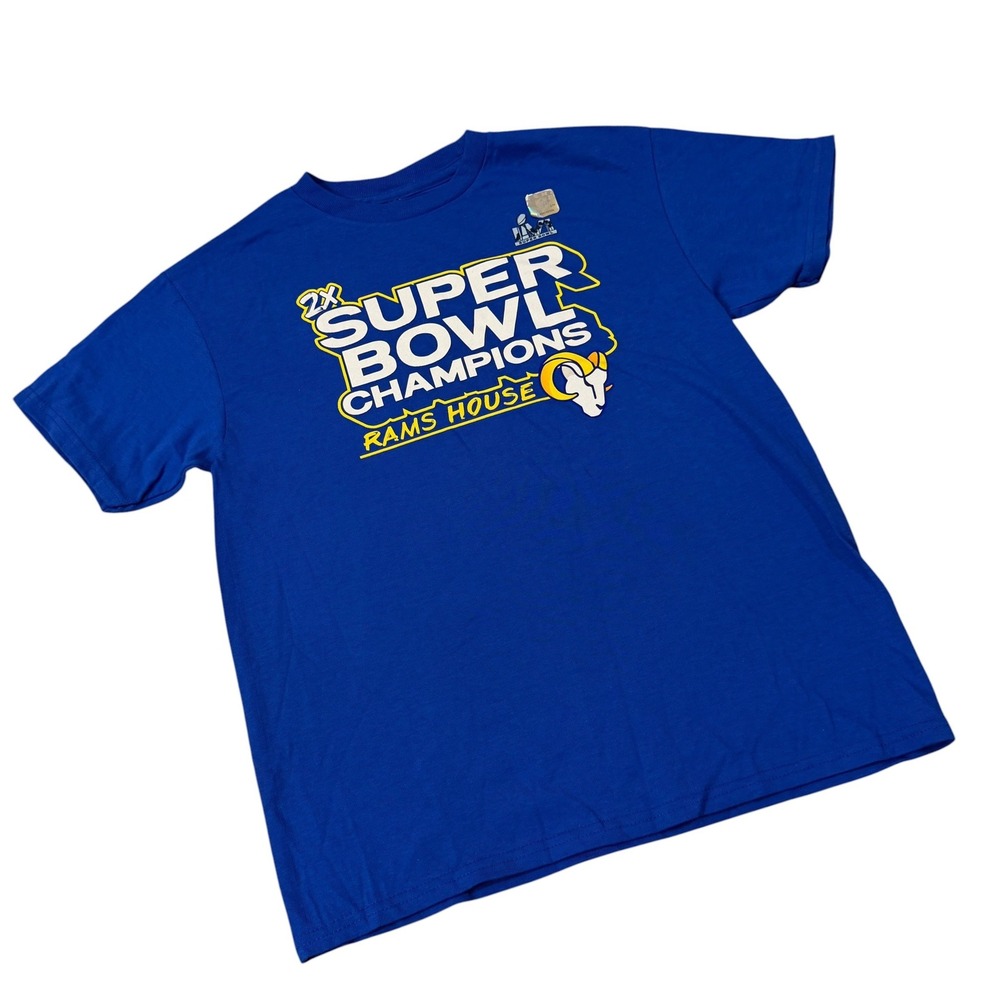 NEW NFL Los Angeles Rams 2x Super Bowl Champions Kids Blue‎ T-Shirt M 10/12
